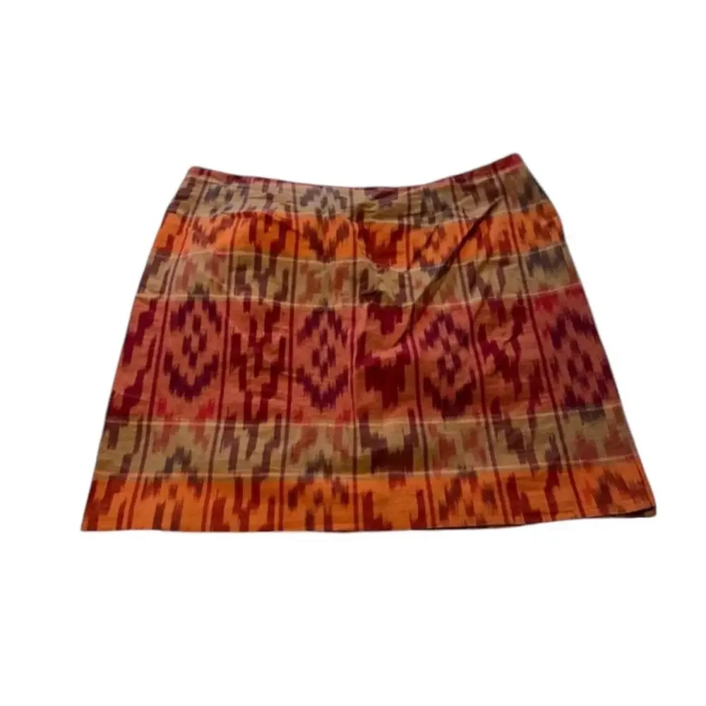 Lauren Ralph Lauren True Wrap Skirt Above Knee Geo Motif Ruffle Ikat Fall NEW 20